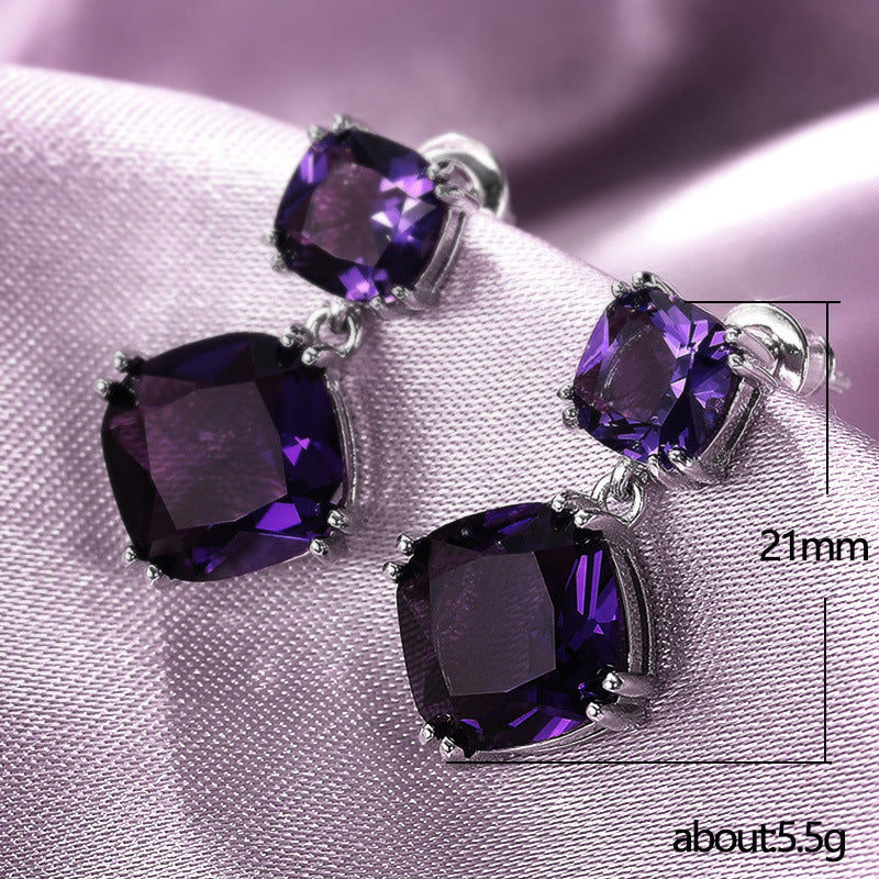 Mysterious Purple Zircon Earrings
