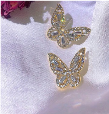 Shiny Butterfly Earrings - 925 Silver Needle