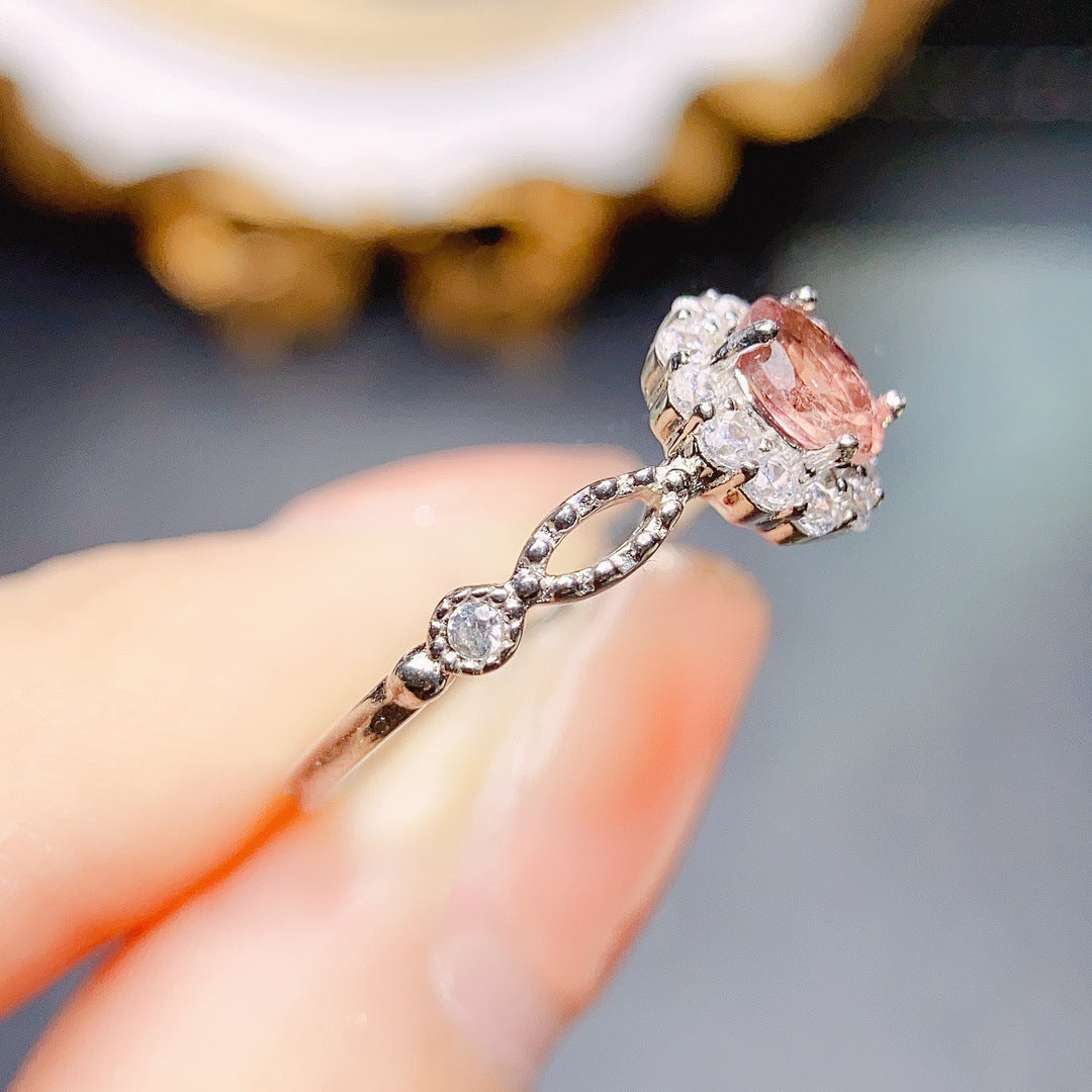 Natural Tourmaline S925 Silver Ring