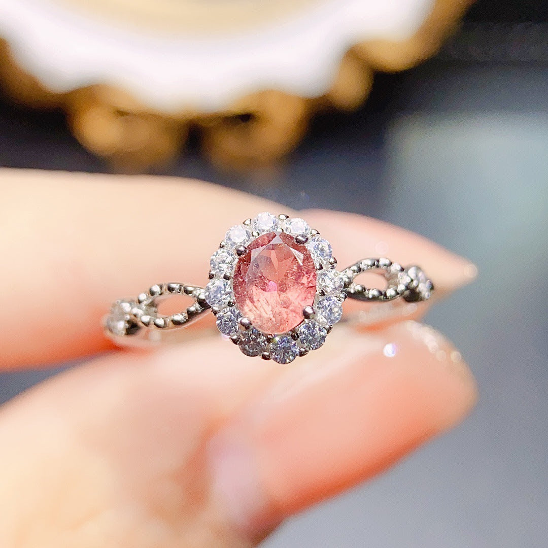 Natural Tourmaline S925 Silver Ring