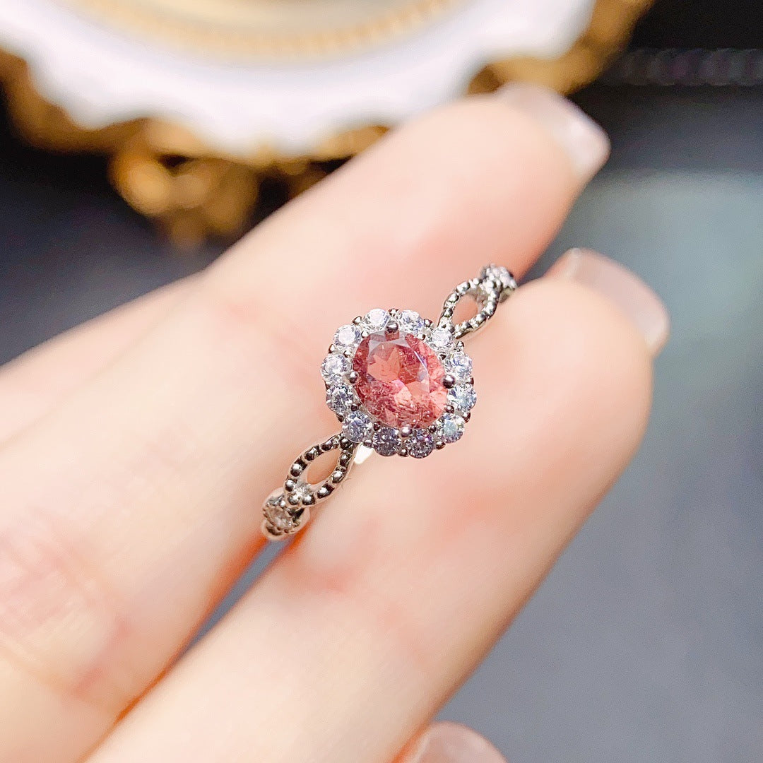 Natural Tourmaline S925 Silver Ring