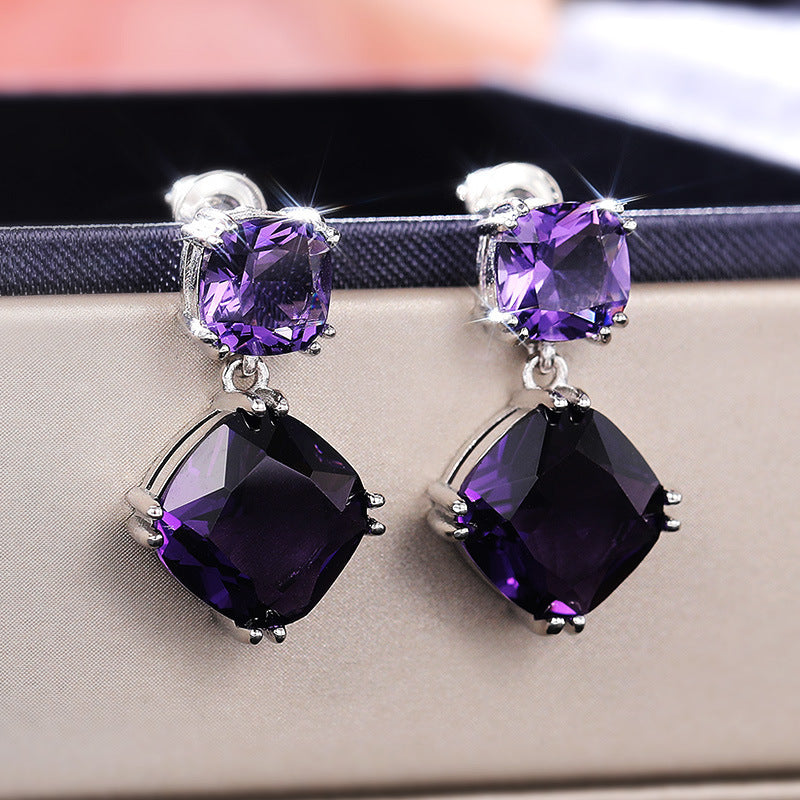 Mysterious Purple Zircon Earrings