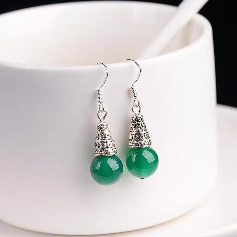 Elegant Agate Silver Earrings