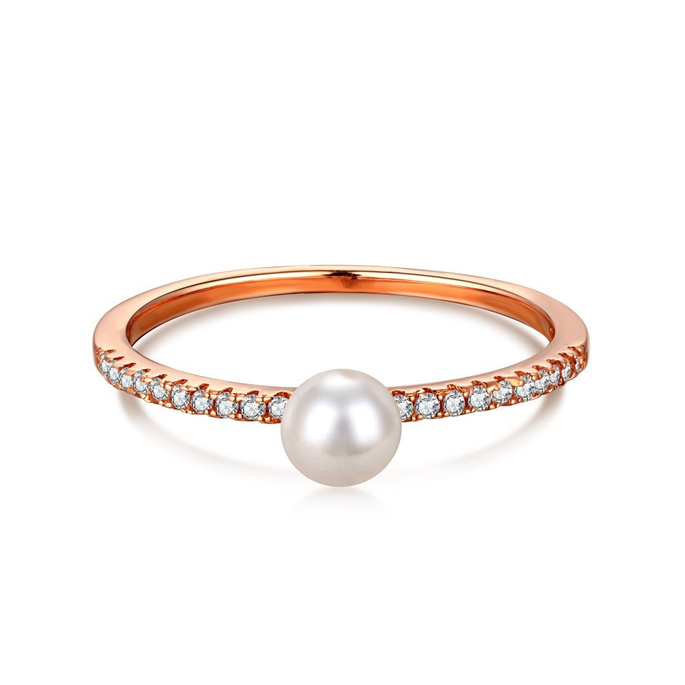 Rhinestone Pearl Simple Ring