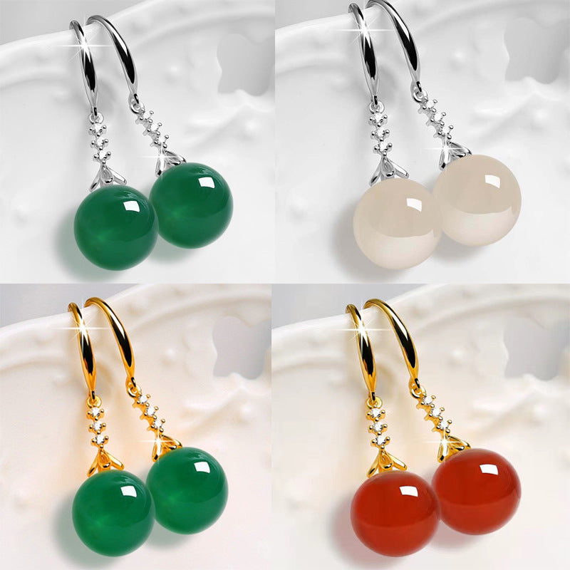 Elegant Agate Silver Earrings