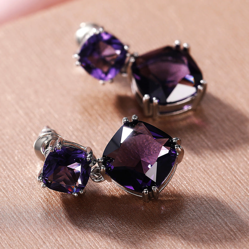 Mysterious Purple Zircon Earrings