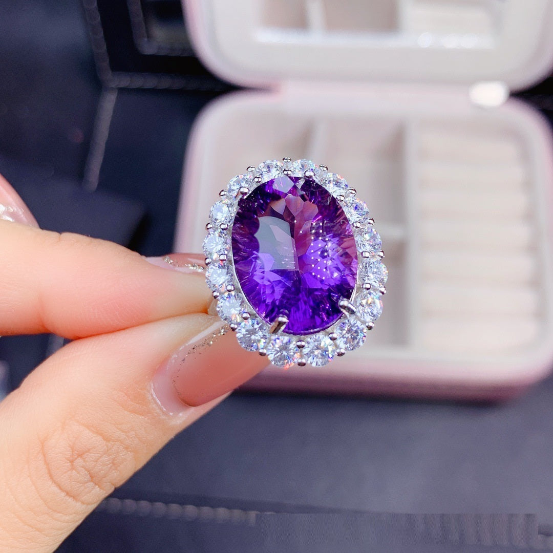 Natural Amethyst S925 Silver Ring