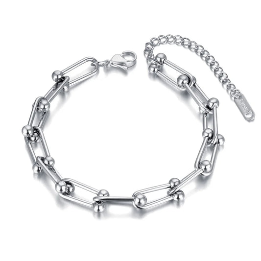 Plated Stainless Steel Geometry Charm Bracelet