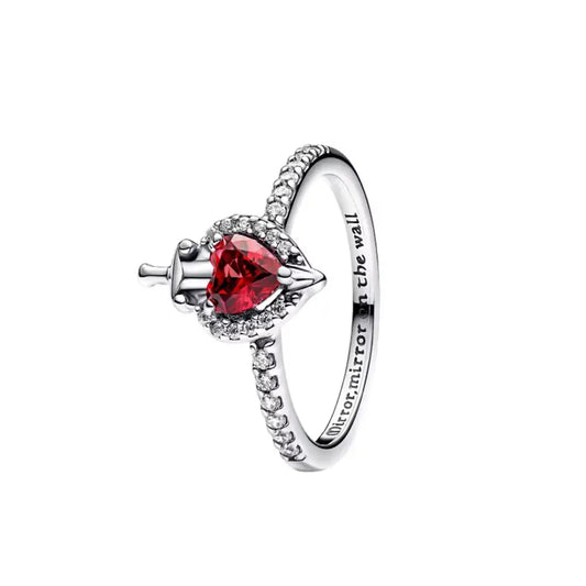 Red Heart Sterling Silver Ring for Women