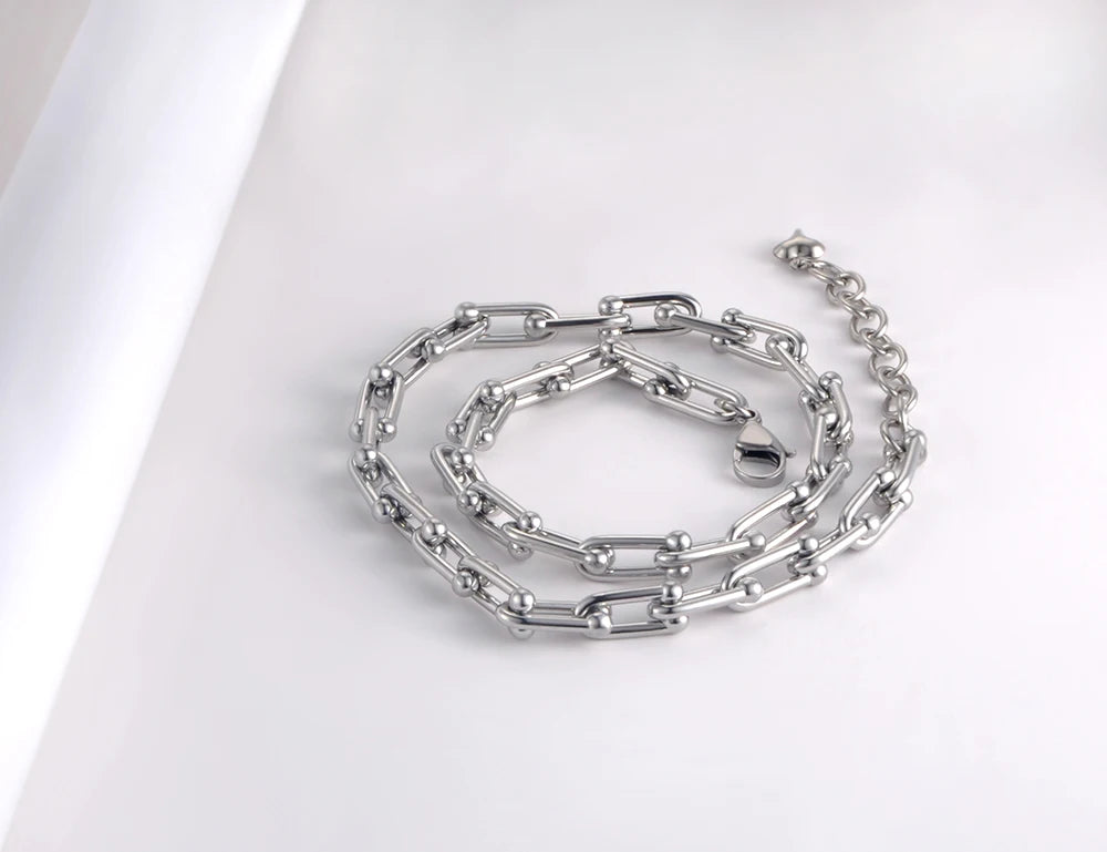 Plated Stainless Steel Geometry Charm Bracelet