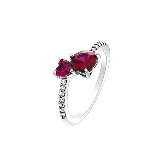 Red Heart Sterling Silver Ring for Women