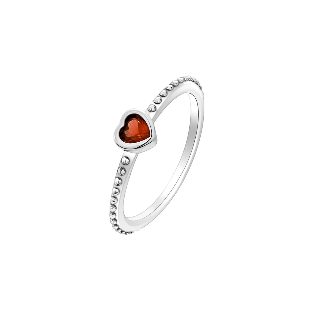 Red Heart Sterling Silver Ring for Women