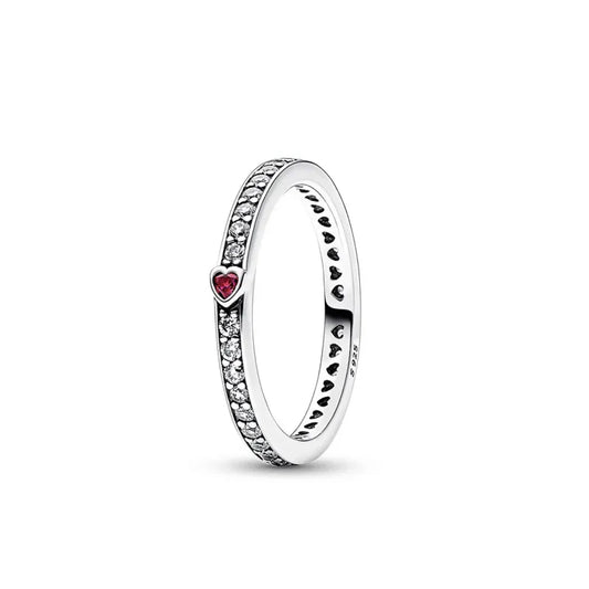 Red Heart Sterling Silver Ring for Women