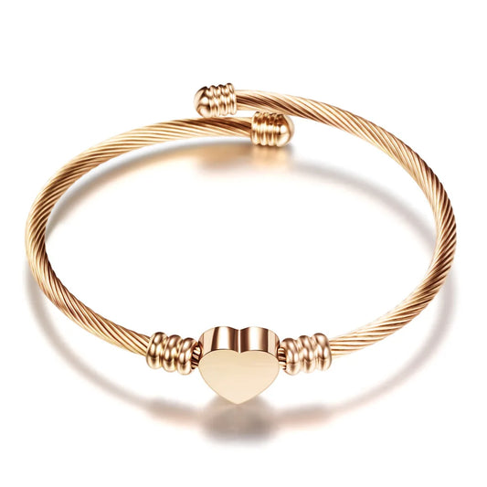 Rose Gold Stainless Steel Heart bracelet