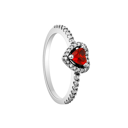 Red Heart Sterling Silver Ring for Women