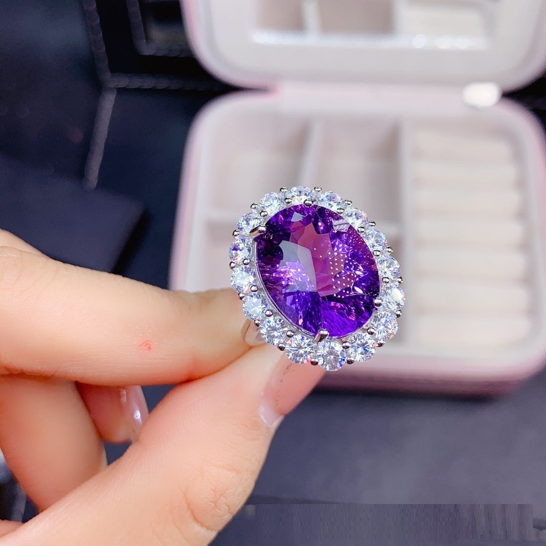 Natural Amethyst S925 Silver Ring