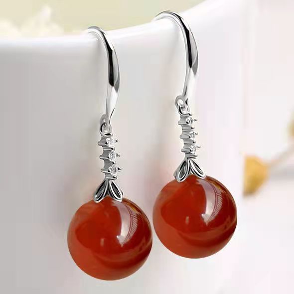 Elegant Agate Silver Earrings