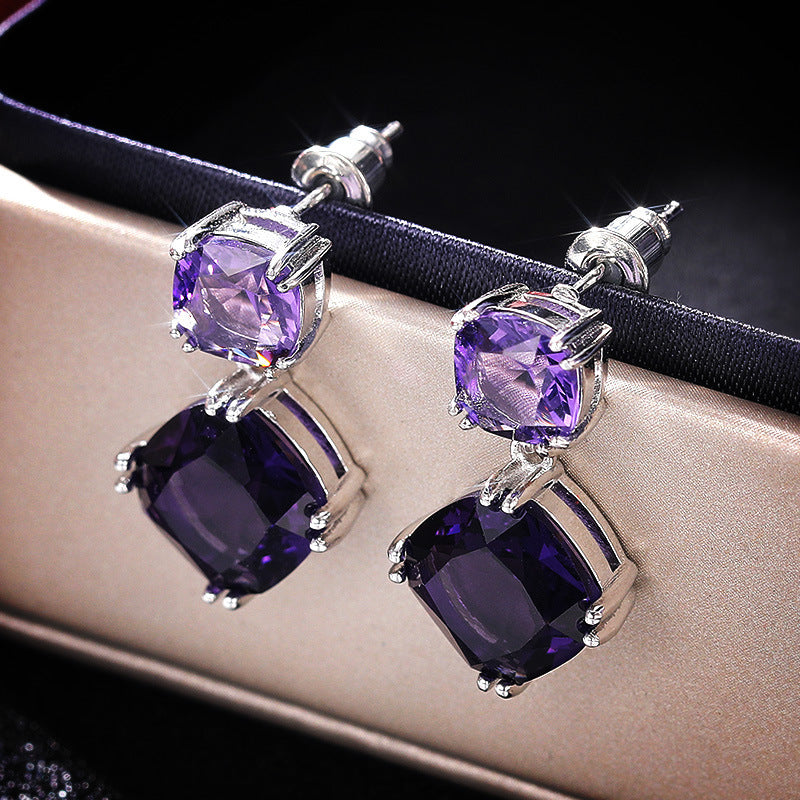 Mysterious Purple Zircon Earrings