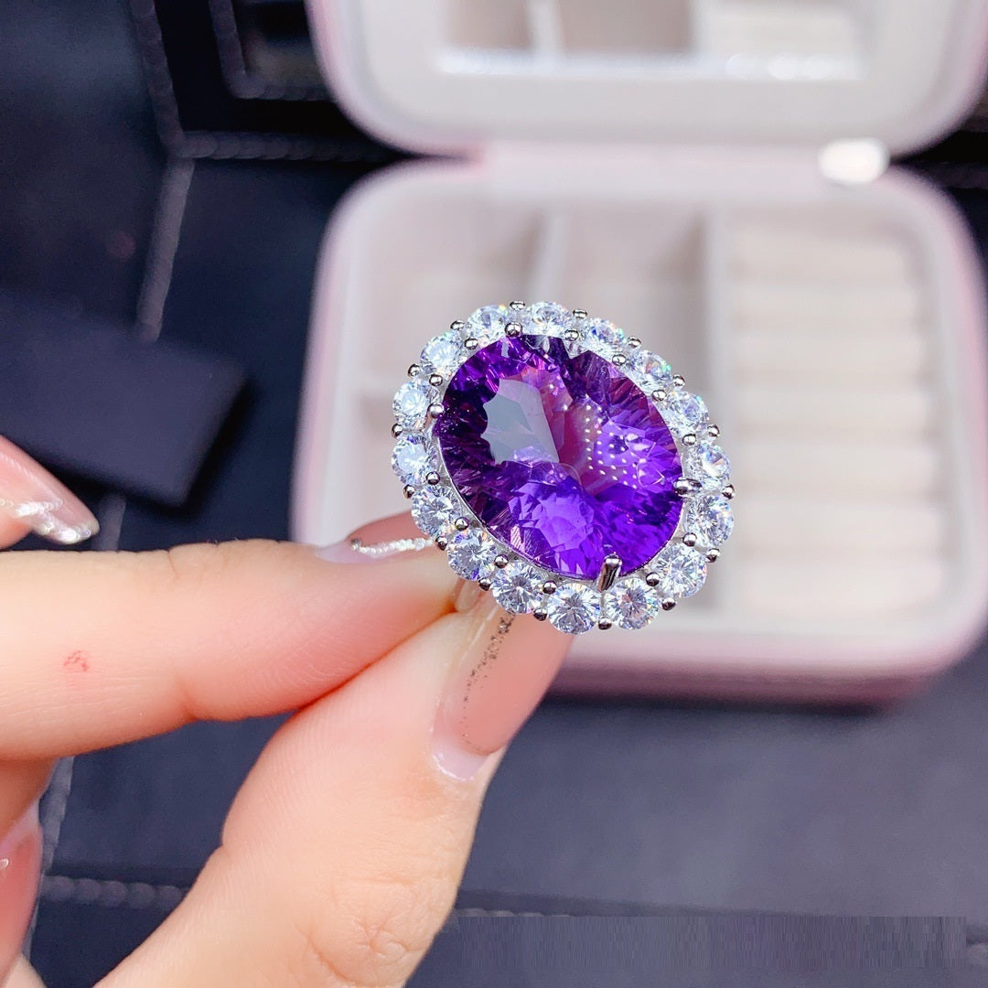 Natural Amethyst S925 Silver Ring